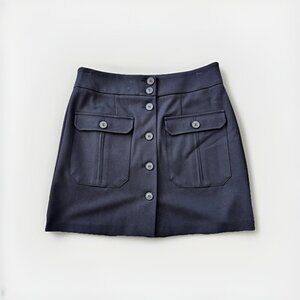 Next Mini Skirt Button Up Pocket Size Medium Black Preppy Office